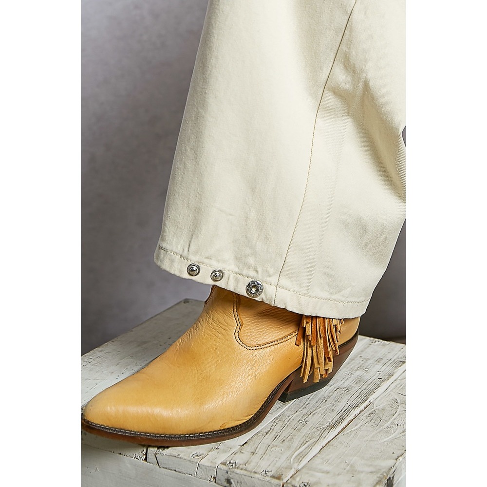 POL Patchwork Straight Leg Twill Denim Pants Crea… - image 9